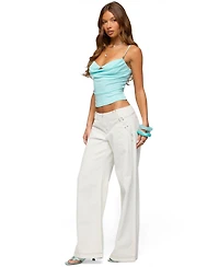 Edikted Women's Kianni Low Rise Wide Leg Jeans