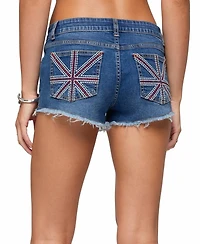 Edikted Women's Union Jack Low Rise Denim Shorts