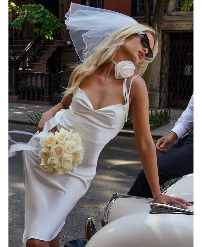 Miss Circle Women Sparkling Short Wedding Veil