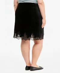 On 34th Trendy Plus Velvet Lace-Hem Skirt, Macy's Exclusive