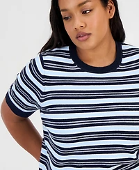 On 34th Trendy Plus Mallory Striped Sweater-Knit T-Shirt, Macy's Exclusive