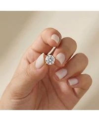 Genevive Dainty 14K Gold Plated 8MM Round Cz Prong Set Stud Earrings