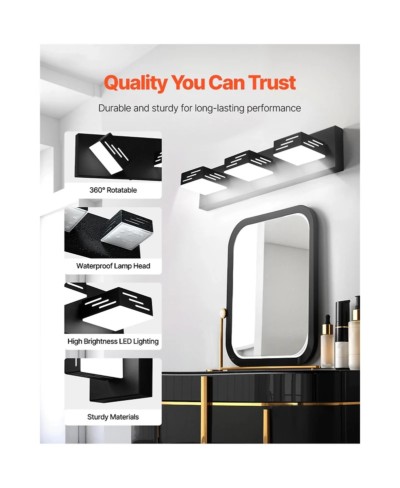 Midola 3-Light Led Modern Bathroom Vanity Light Fixtures 19.69-Inch Wall Light Fixtures for Indoor Home Bathroom