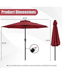 Sugift Outdoor Heavy Duty Market Umbrella with Crank Handle and 8 Sturdy Ribs