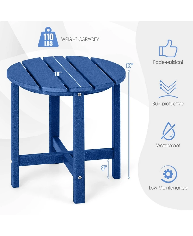 Gouun Set of 2 Outdoor 18 in Round Hdpe Adirondack Side Tables, Weather-Resistant