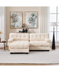 Clihome Modular Sectional Sofa Cloud Couch, Deep Seat L Shaped Couch with Ottoman,Comfy advanced flannelette Loveseat 4 Pillows