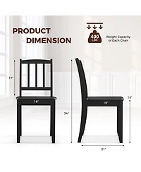 Gymax Wood Dining Chair Rubber Legs Curved Backrest for Kitchen