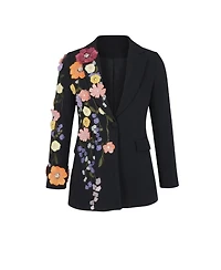 Modenaire Women's Floral Embroidered Notch-Lapel Blazer