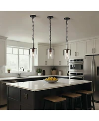 Midola Modern Industrial Pendant Light with Clear Glass Shade, Adjustable Metal Pendant Lighting for Kitchen Island Dining Room Entryway