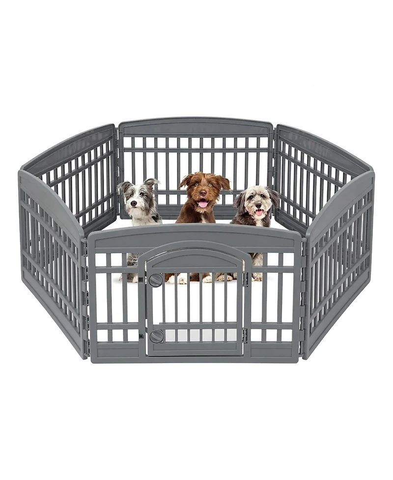 Iris Usa 24 Exercise Pet Playpen, Plastic 6 Panel Gate with Door for Dogs