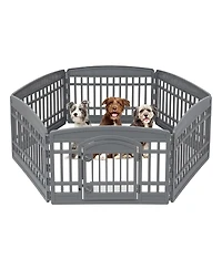 Iris Usa 24 Exercise Pet Playpen, Plastic 6 Panel Gate with Door for Dogs