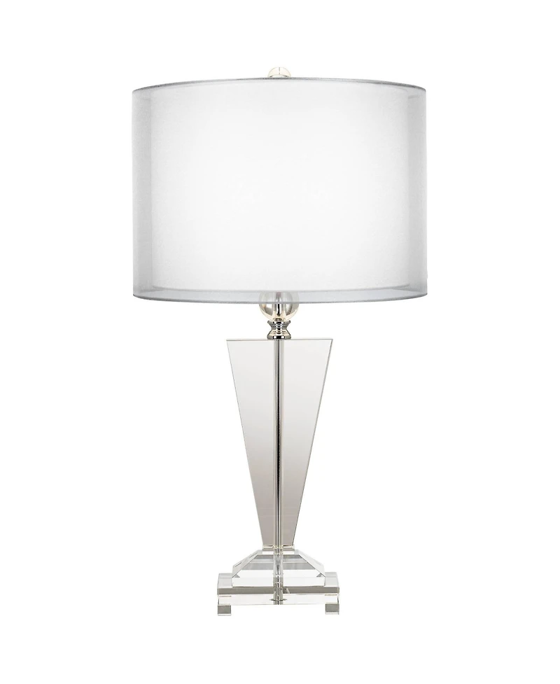 Vienna Full Spectrum Modern Table Lamp 30.5" Tall Clear Crystal Trophy Double Sheer Drum Shade for Living Room Bedroom