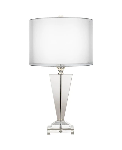 Vienna Full Spectrum Modern Table Lamp 30.5" Tall Clear Crystal Trophy Double Sheer Drum Shade for Living Room Bedroom