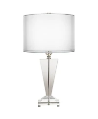 Vienna Full Spectrum Modern Table Lamp 30.5" Tall Clear Crystal Trophy Double Sheer Drum Shade for Living Room Bedroom