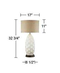 Possini Euro Design Mid Century Coastal Table Lamp with Usb and Ac Power Outlet Workstation Charging Base 32.75" Tall Ceramic Living Room