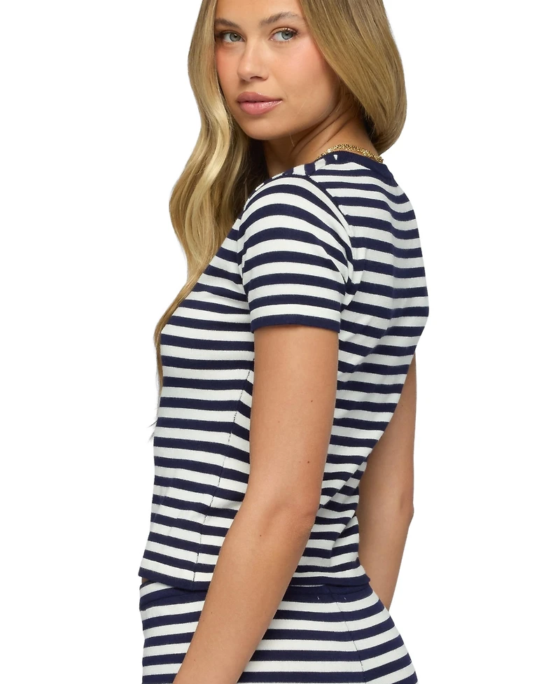 Edikted Women's Irena Striped Button Up Knit Top