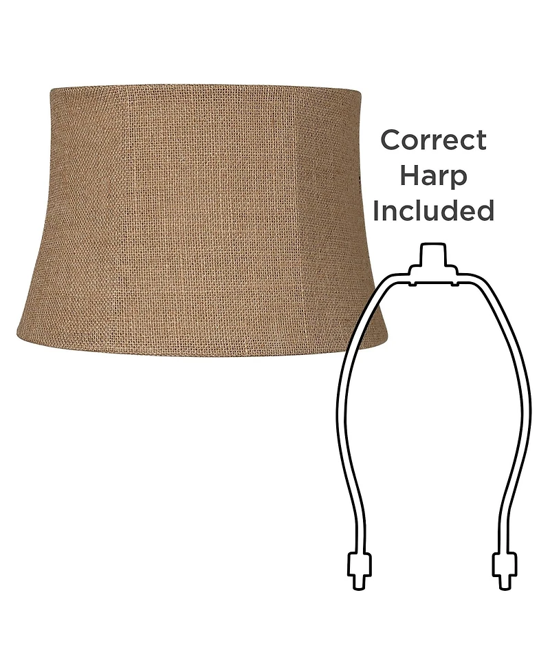 Springcrest Set of 2 Softback Drum Lamp Shades Small 10" Top x 12" Bottom x 8" High Spider Harp and Finial Fitting