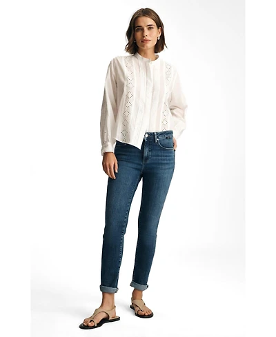 Mavi Jeans Women's Kathleen Mid Rise Boyfriend Dark Brushed Feather