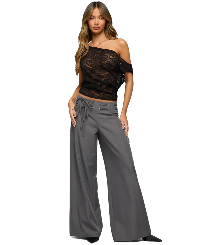 Edikted Women's Kessa Sheer Lace Off Shoulder Top