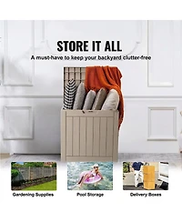 Sugift Outdoor Storage Box 31 Gallon Resin Deck Box Backyard Outside Toy and Towel Storage