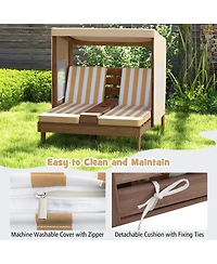 Sugift Kids Double Patio Lounge Chair with Detachable Canopy and Cup Holders, 37 x 33.5 in