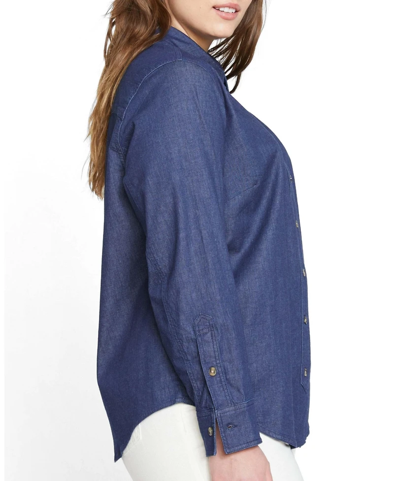 Universal Standard Plus Minimalist Stretch Cotton Chambray Shirt