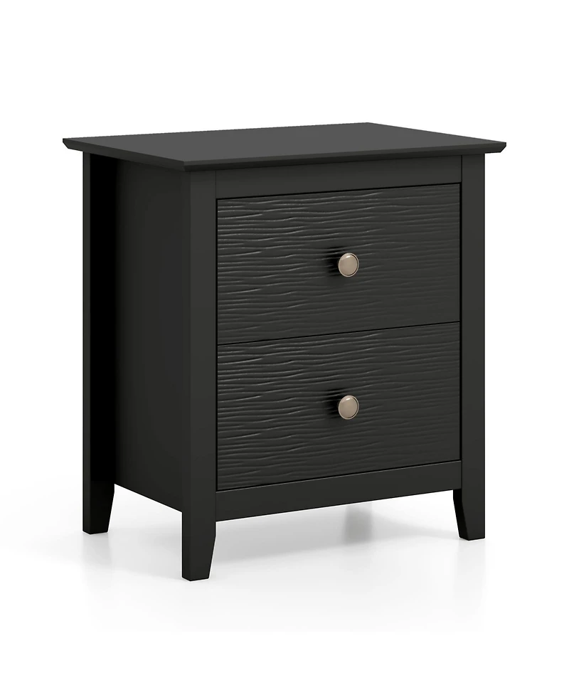 Slickblue Modern Nightstand with 2 Drawers for Small Spaces