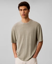 Calvin Klein Men's Subtly Textured Linen Blend Short-Sleeve Sweater