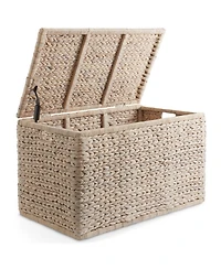 Casafield Storage Chest with Lid, Handles, Safety Hinge - , Water Hyacinth Wicker Storage Trunk for Bedroom, Entry Way, Living Room
