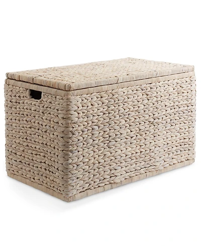 Casafield Storage Chest with Lid, Handles, Safety Hinge - , Water Hyacinth Wicker Storage Trunk for Bedroom, Entry Way, Living Room