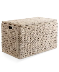 Casafield Storage Chest with Lid, Handles, Safety Hinge - , Water Hyacinth Wicker Storage Trunk for Bedroom, Entry Way, Living Room