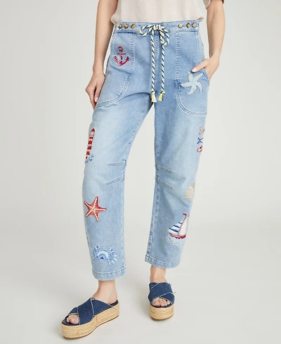 Driftwood Women's Twyla Going Coastal Wide-Leg Barrel Jeans
