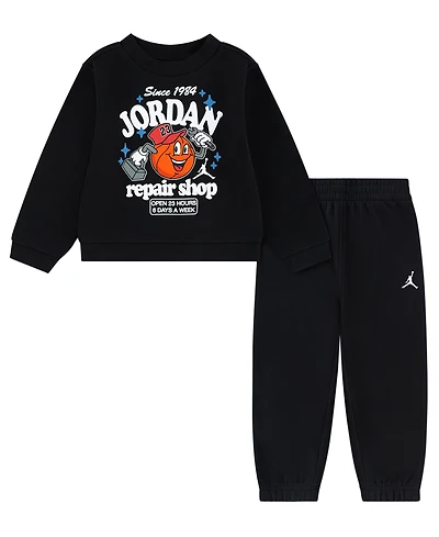 Jordan Boys' Toddler 2T-4T Striped Fleece Long-Sleeve Top and Pants, 2-Piece Set