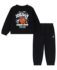 Jordan Boys' Toddler 2T-4T Striped Fleece Long-Sleeve Top and Pants, 2-Piece Set
