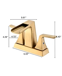 Midola Two Handle 4 Inch Centerset Waterfall Bathroom Sink Faucet, Brushed Golden