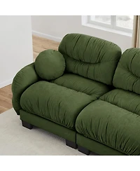 Streamdale Furniture Pleated Chenille 2-Seater Modular Sofa with 2 Ottomans and Pillows
