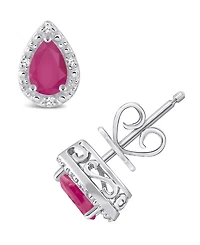 Sapphire (9/10 ct. t.w.) and Diamond Accent Stud Earrings Sterling Silver (Also Ruby)