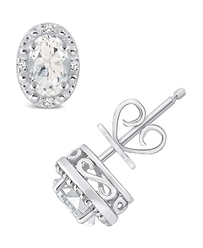 White Topaz (1-1/8 ct. t.w.) and Diamond Accent Stud Earrings in Sterling Silver
