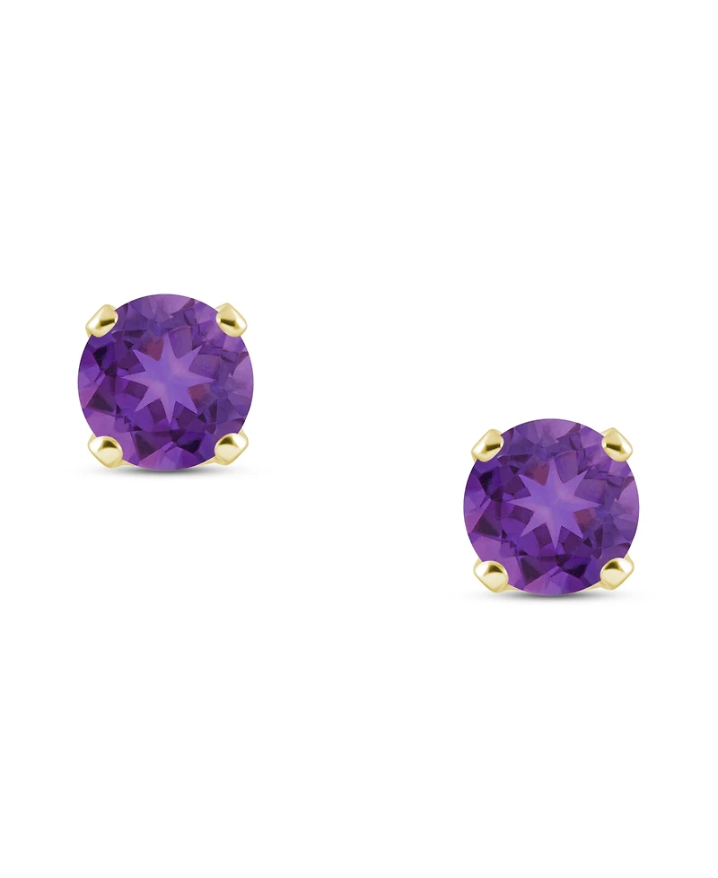 Gemstone Stud Earrings 14K Yellow Gold