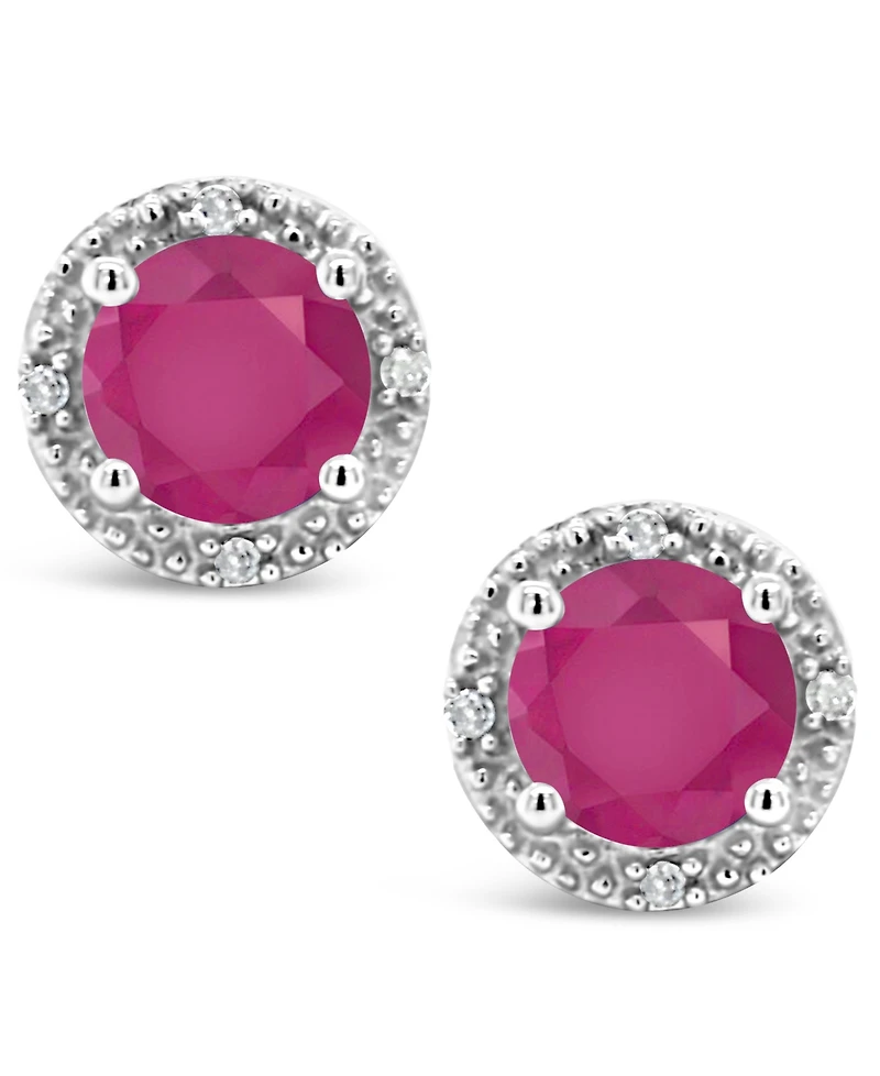 Ruby (1-1/5 ct. t.w.) & Diamond Accent Stud Earrings in Sterling Silver
