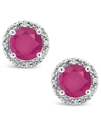 Ruby (1-1/5 ct. t.w.) & Diamond Accent Stud Earrings in Sterling Silver