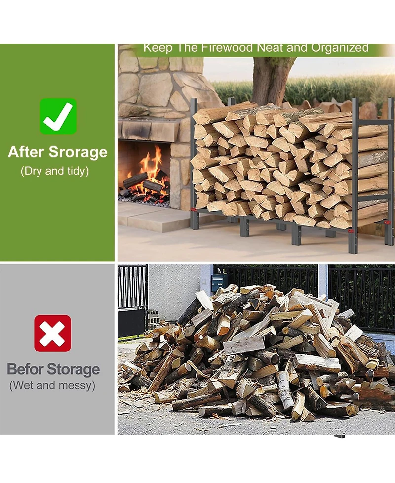 Streamdale Furniture Heavy-Duty Outdoor Firewood Rack with Waterproof Cover