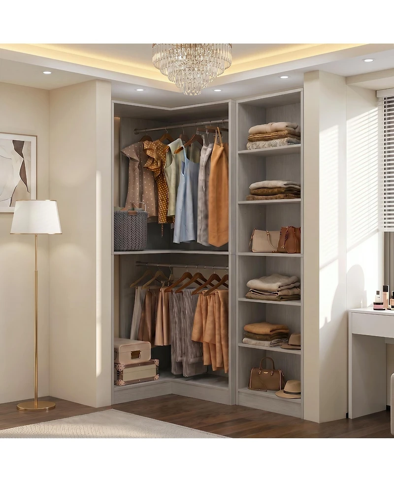 Aheaplus Closet Cabinet with 5 Shelves, Open Storage Small-Space