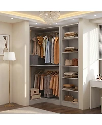 Aheaplus Closet Cabinet with 5 Shelves, Open Storage Small-Space