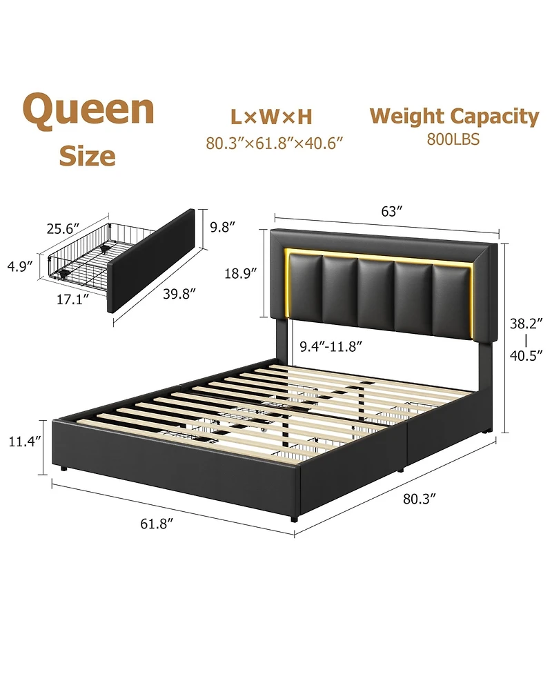 gaomon Bed Frame with 4 Drawers