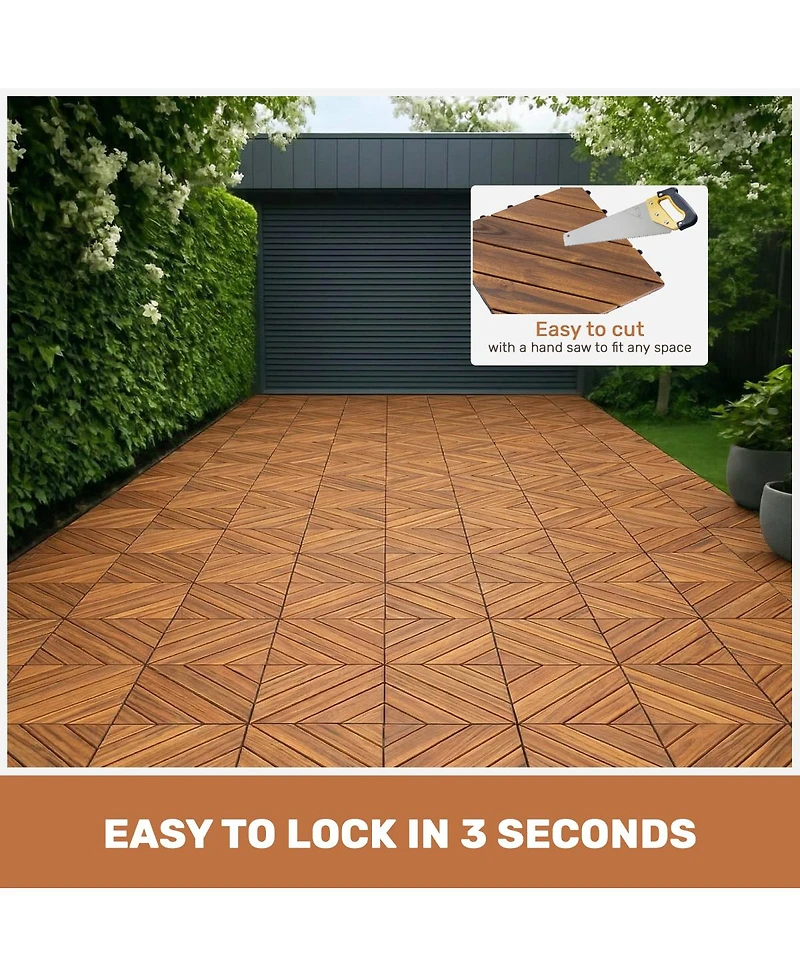Streamdale Furniture Acacia Wood Interlocking Deck Tiles - Waterproof Outdoor Flooring