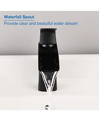 Midola Ada Waterfall Bathroom Faucet - Single Handle Brass Faucet with Drain, 1-Hole