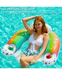 Aofar Inflatable Pool Float Chair Lounger Cup Holder Adults