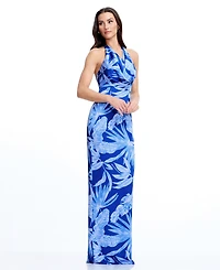 Dress the Population Women's Halter Cowl Neck Column Maxi