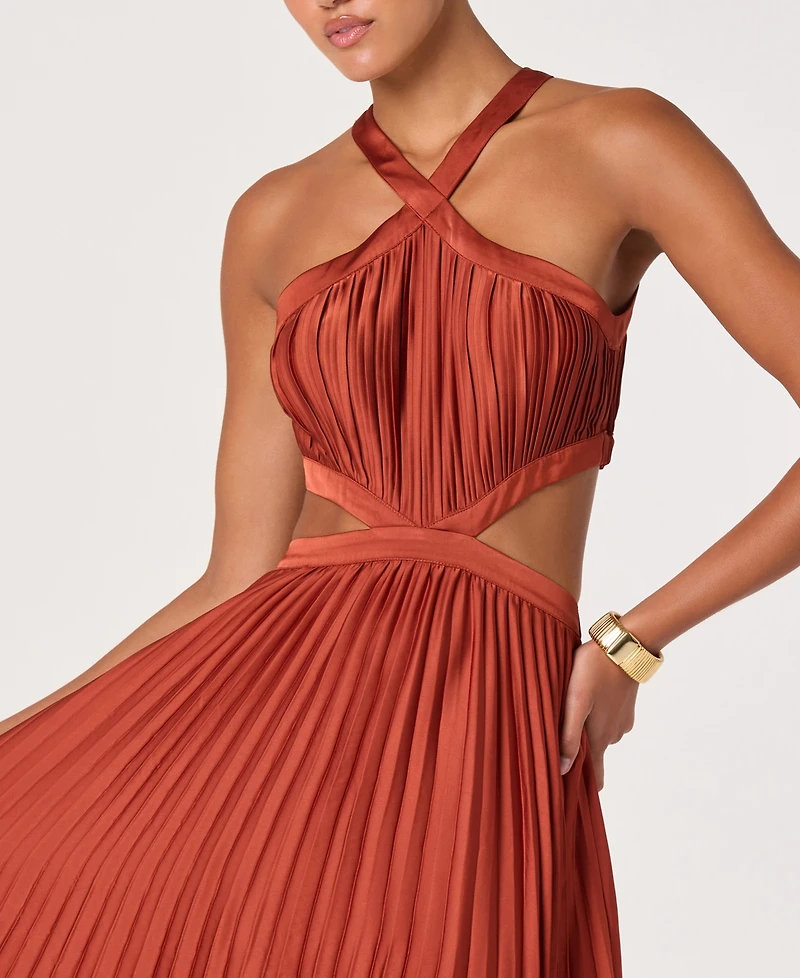 Astr the Label Women's Halter Neck Pleated Midi Dress